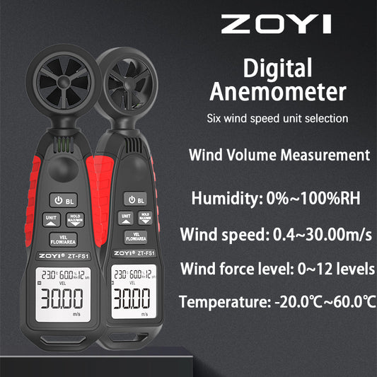 ZOYI Handheld ZT-FS1 high precision anemometer Air volume Wind temperature and humidity measurement anemometer