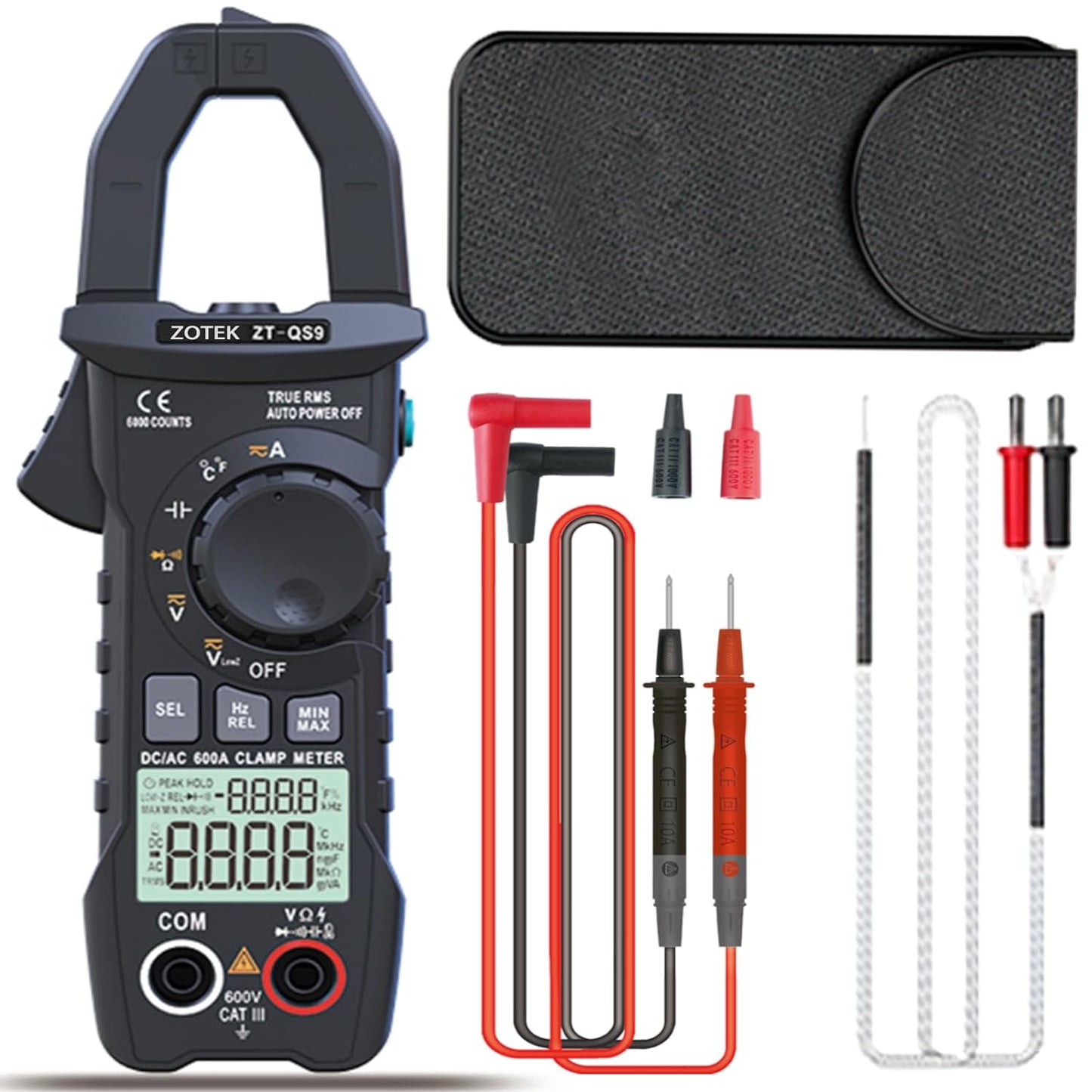[AMZ FBA Shipping]  ZT-QS9 clamp Meter dc T-RMS 6000 Counts Multimeter Tester Measuring Starting Current The Clamp Multimeter AC DC Current Voltage Diode Tester Digital multimeter Tester Voltmeter diode Meter (Copy)