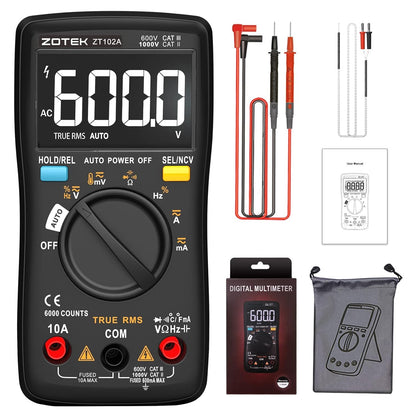 [AMZ FBA Shipping]  ZT-102A Digital multimeter auto ranging Multimeter Smart+Automatic Range 6000 Counts multimeter diode (Copy)