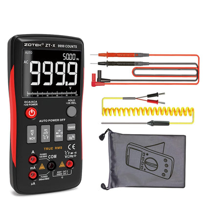 ZT-X Digital Multimeter 9999 Counts AC DC Voltmeter and Ohm Volt AMP Automatic Range Tester;Button Multimeter Measures Current Capacitance Temperature,Non Current Mode AC550V Anti-Burning