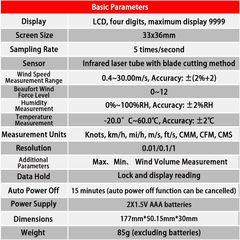 ZOYI Handheld ZT-FS1 high precision anemometer Air volume Wind temperature and humidity measurement anemometer