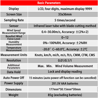 ZOYI Handheld ZT-FS1 high precision anemometer Air volume Wind temperature and humidity measurement anemometer