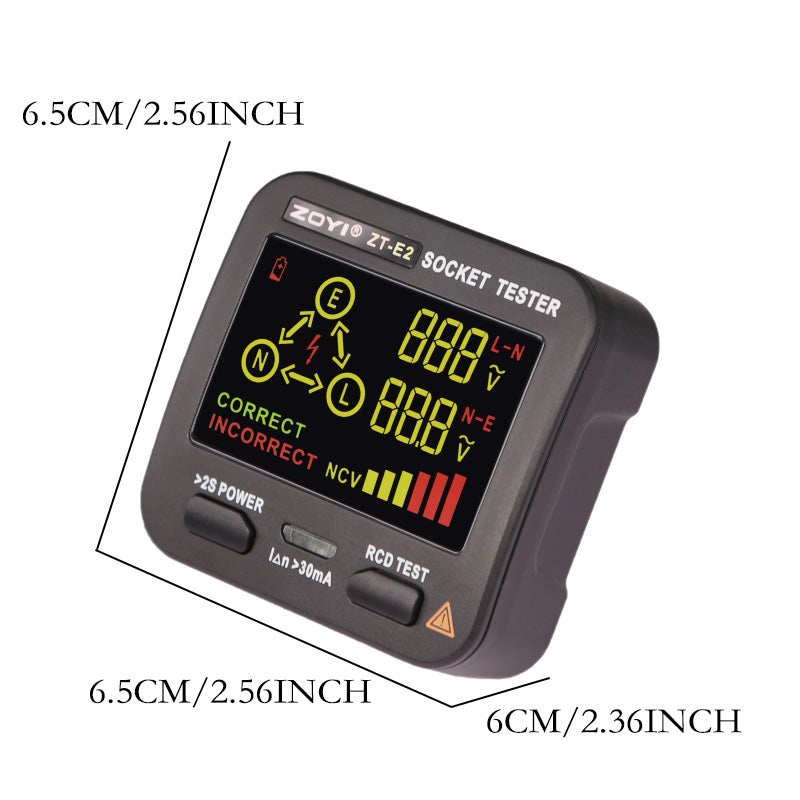 ZOYI Digital Smart Socket Tester Voltage Test Socket Detector US/UK/EU Plug Ground Zero Line Phase Check Rcd NCV test