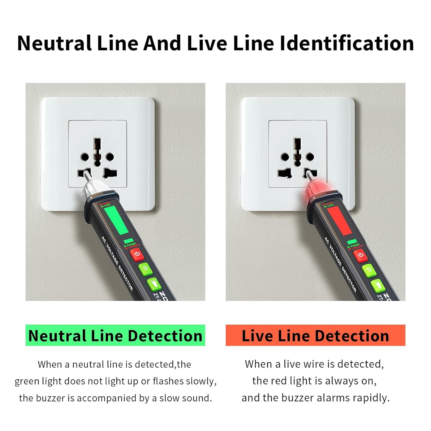 Voltage Tester Pen with Ambient Temperature Display,Non Contact Voltage Tester, Electrical Tester,Live/Null line Tester,Electric Tester with Flashlight,Wire Breakpoint Tester…