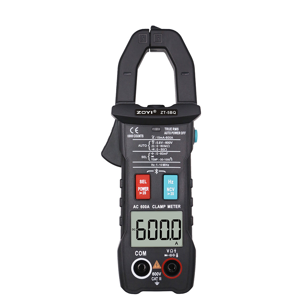 ZOYI 5BQ Digital Bluetooth Multimeter Clamp Meter 6000 Count True RMS DC/AC Voltage Tester AC Current Hz Capacitance Ohm